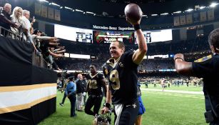 Drew Brees tras ganar un partido con Saints