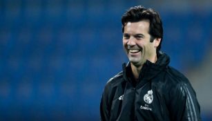 Santiago Solari, en un entrenamiento con el Raal Madrid