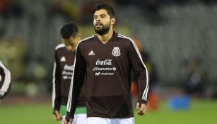  Néstor Araujo, en un entrenamiento con el Tri