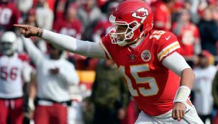 Patrick Mahomes festeja una jugada con Chiefs