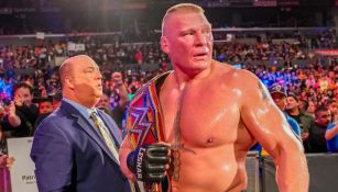 Brock Lesnar después de ganarle a Daniel Bryan