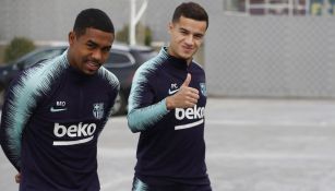 Coutinho y Malcom previo a la sesión con el Barcelona