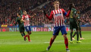 Griezmann celebra una anotación con el Atlético 