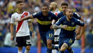 Benedetto celebra gol en Final de Ida contra River 