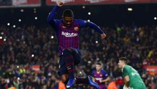 Malcom celebra gol en el Camp Nou