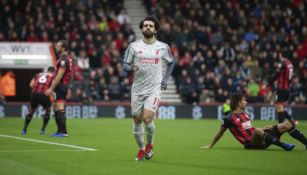 Mohamed Salah festeja uno de sus goles vs Bournemouth