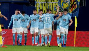 Jugadores del Celta festejan un gol contra el Villarreal