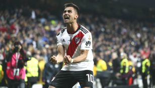 Gonzalo Martínez celebra su anotación frente al Boca Juniors 