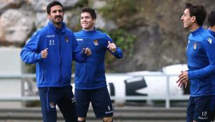 Jugadores de la Real Sociedad en un entrenamiento