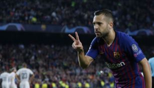 Jordi Alba festeja gol con Barcelona