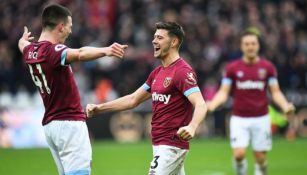 Rice y Cresswell festejan gol contra Arsenal