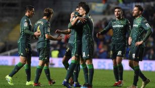 Betis celebrando su pase a los Cuartos de Final de la Copa del Rey 