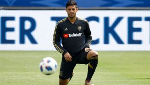 Vela, durante calentamiento previo a un partido