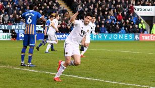 Jiménez celebra un gol con los Wolves