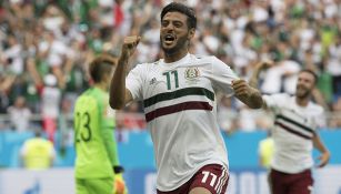 Carlos Vela celebra gol contra Corea del Sur en Rusia 2018