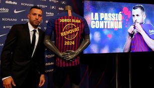 Jordi Alba durante su renovación de contrato con el Barcelona 