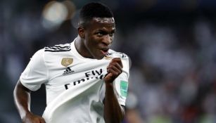 Vinícius Júnior celebra una anotación con el Real Madrid 