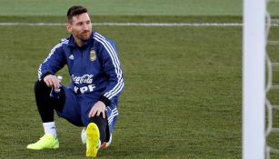 Messi durante un entrenamiento de Argentina