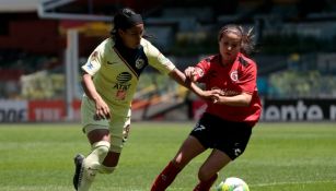 Lucero Cuevas durante partido vs Xolos