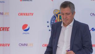 Jorge Vergara, en una conferencia de Chivas