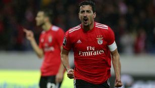 Andre Almeida celebrando su gol ante el Feirense 