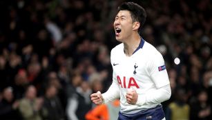 Heung-min Son celebra gol contra el Manchester City