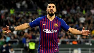 Luis Suárez festeja un gol con el Barcelona