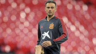 Luis Enrique, en un entrenamiento de La Furia Roja 