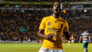 Enner Valencia festeja un gol con Tigres