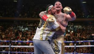 Andy Ruiz celebra tras derrotar a Anthony Joshua