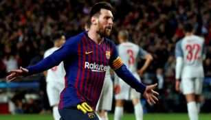 Messi festeja su gol vs Liverpool en la Champions