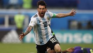 Messi celebra una anotación en Rusia 2018