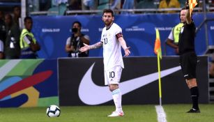 Lionel Messi durante un partido contra Colombia 