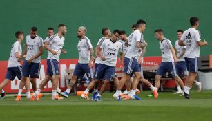 Jugadores de Argentina, en entrenamiento 