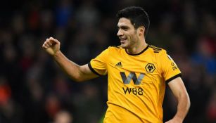 Jiménez festeja un gol con Wolverhampton 