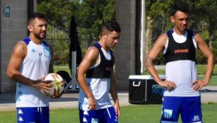 Walter Montoya (i), durante un entrenamiento con Racing Club