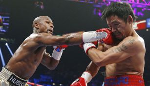 Floyd Mayweather Jr. y Manny Pacquiao en el combate