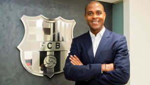 Patrick Kluivert, en las instalaciones del Barcelona 