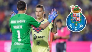 Agustín Marchesín y Mateus Uribe durante un partido con América