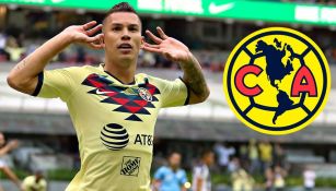 Mateus Uribe festeja un gol con el América