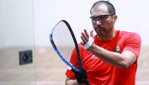 Álvaro Beltrán con la venda en la izquierda durante la Final de racquetbol individual