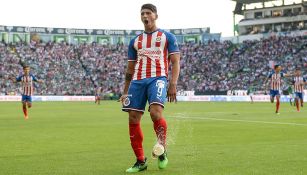 Alan Pulido festeja un gol con Chivas