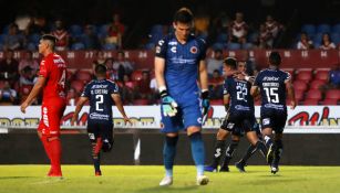 Sebastián Jurado se lamenta durante el duelo ante San Luis