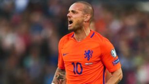 Wesley Sneijder durante un partido con la Selección de Holanda