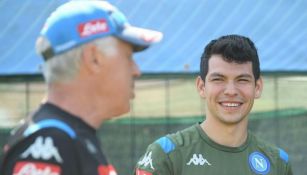 Hirving Lozano en entrenamiento con Napoli