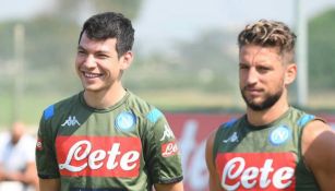 Lozano, en un entrenamiento del Napoli