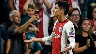 Edson Álvarez festeja su gol con el Ajax 