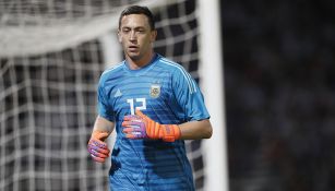 Agustín Marchesín en un partido de Argentina