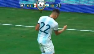 Lautaro celebra su tercer gol contra México