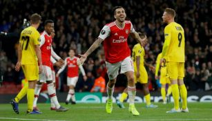 Dani Ceballos celebra un gol en la Europa League